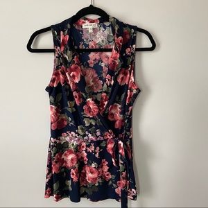 Floral Faux Wrap Blouse